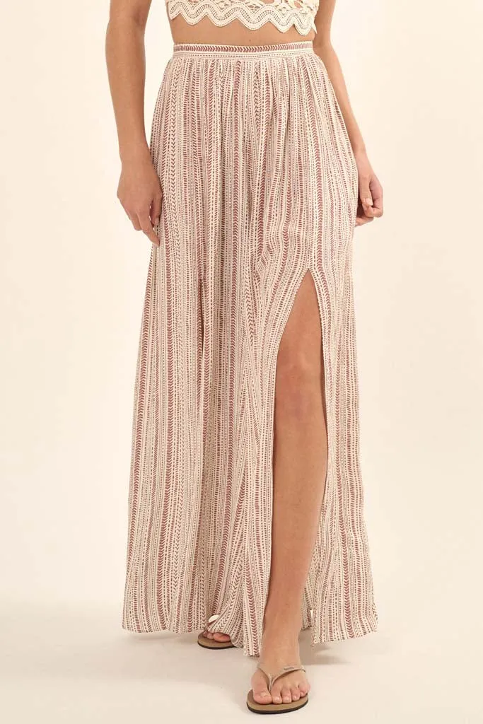 Journey Begins Geo-Print Wide-Leg Split Pants