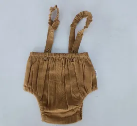 Khaki Color Suspender Shorts-Style Diaper Cover