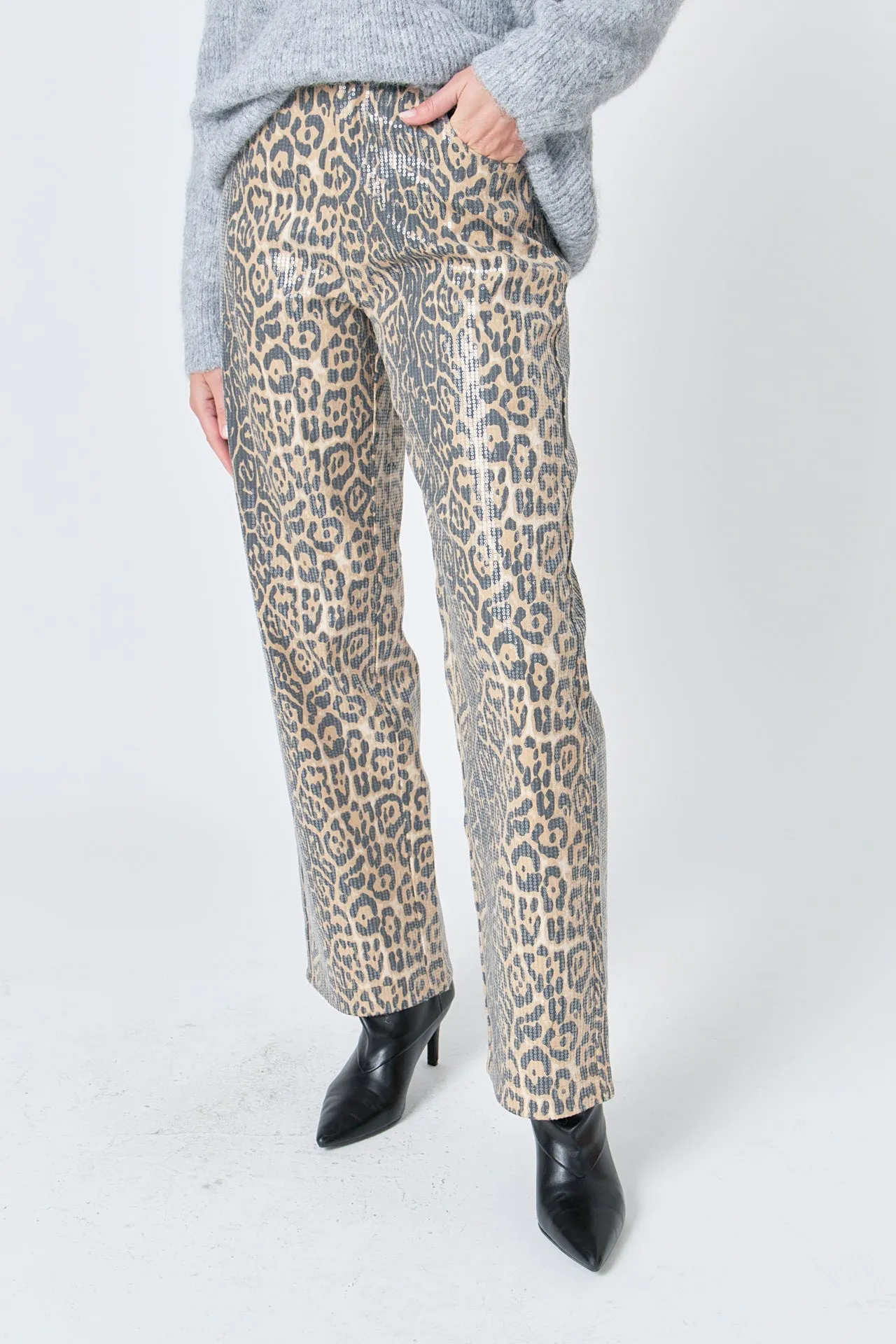 Leopard Wide Leg Denim