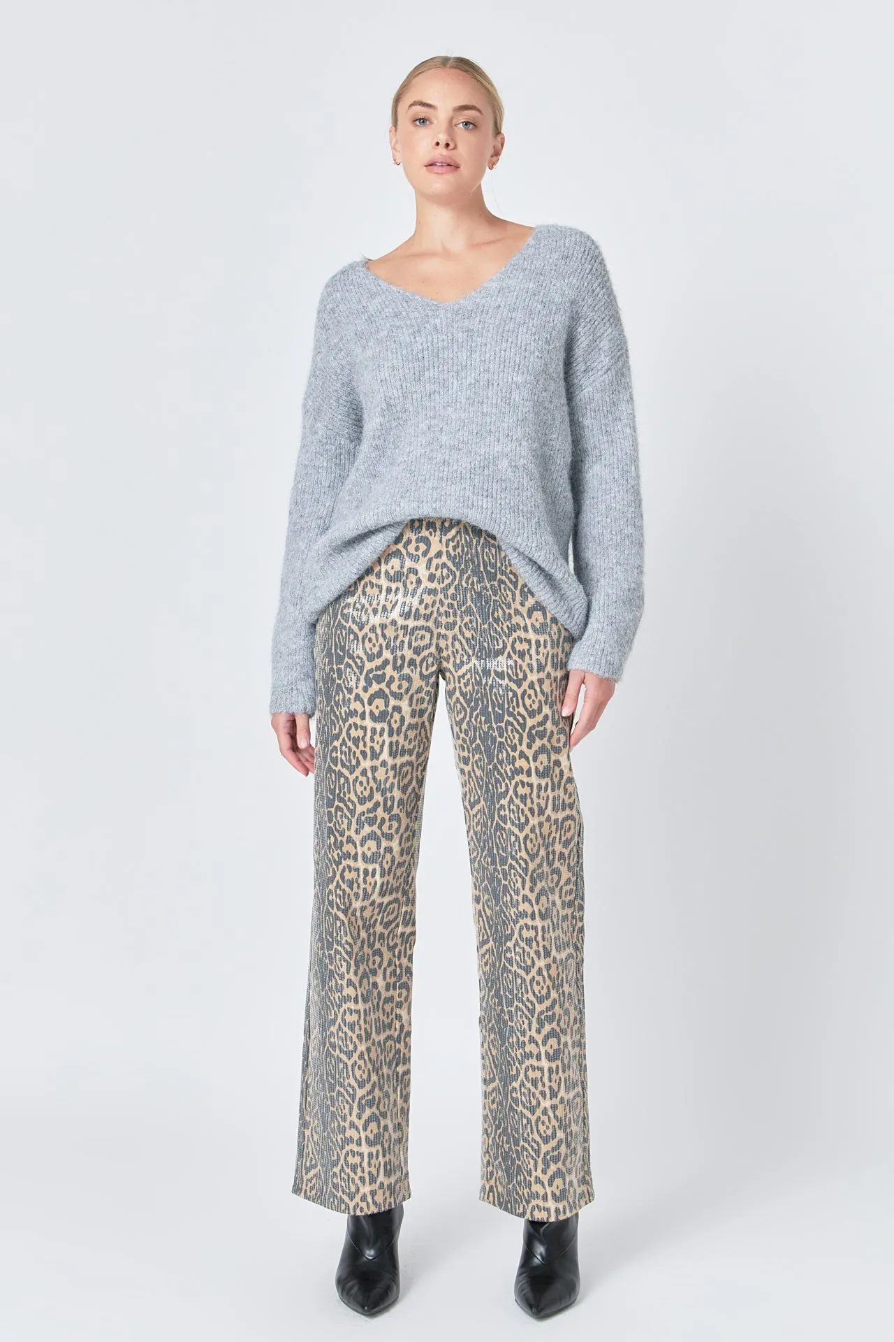 Leopard Wide Leg Denim