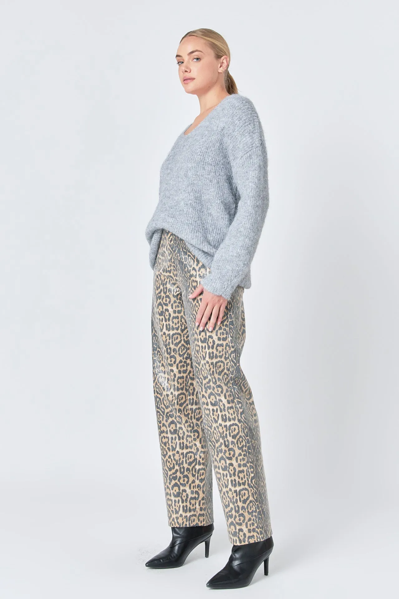 Leopard Wide Leg Denim