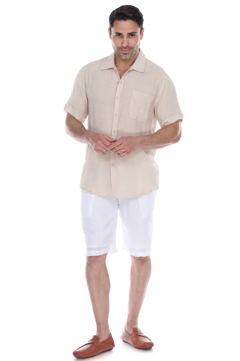 Men's Beach Casual Short Sleeve Button Down Shirt