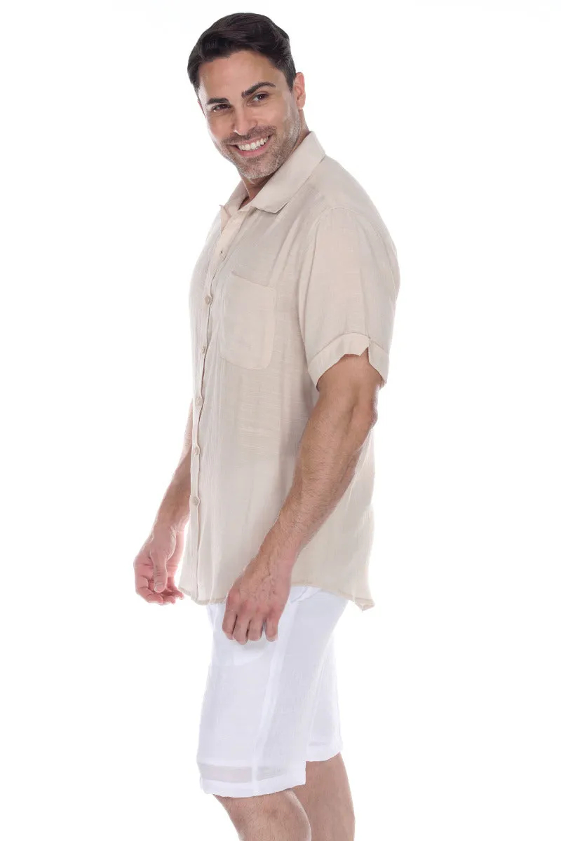 Men's Beach Casual Short Sleeve Button Down Shirt