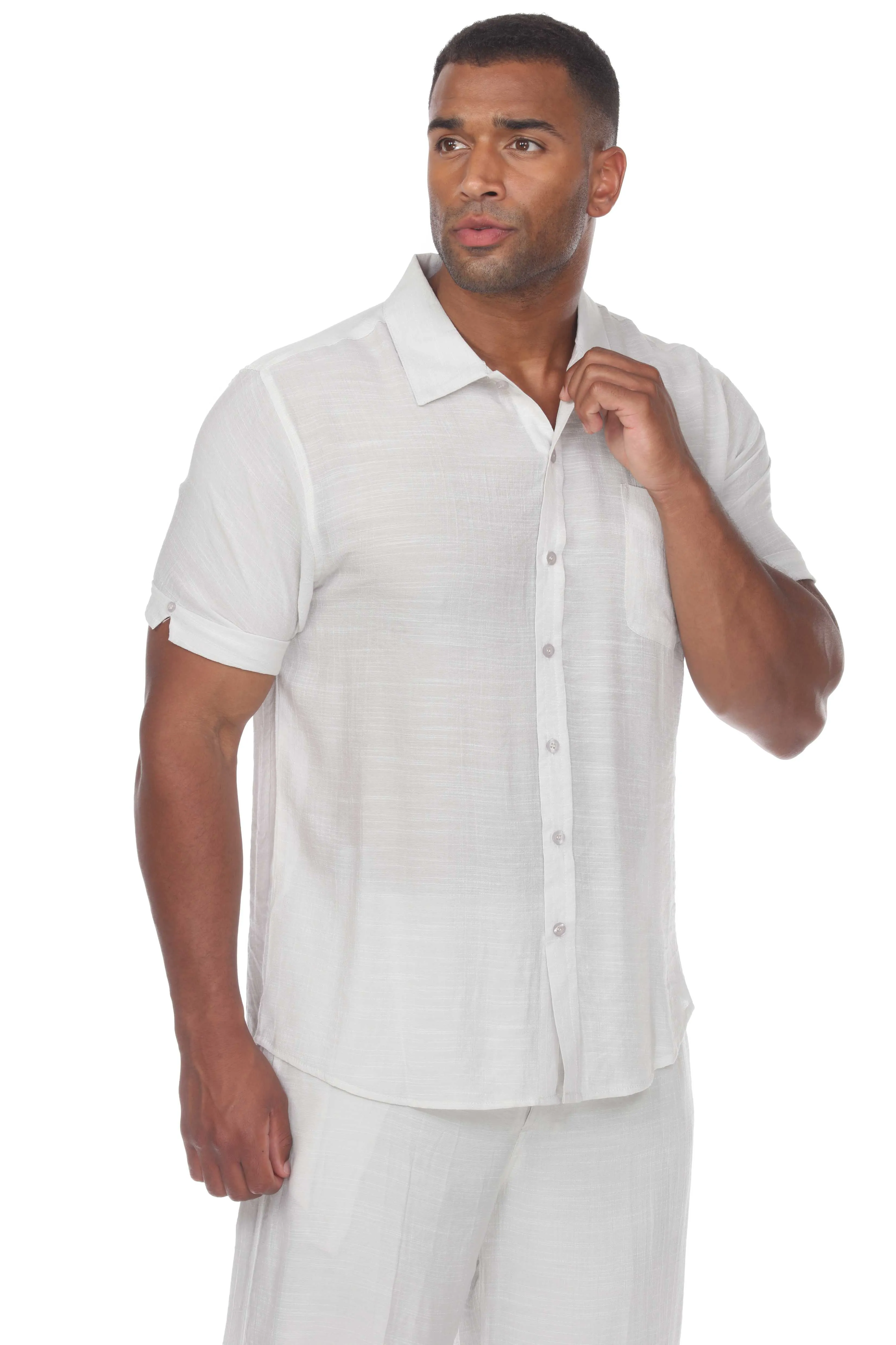 Men's Beach Casual Short Sleeve Button Down Shirt