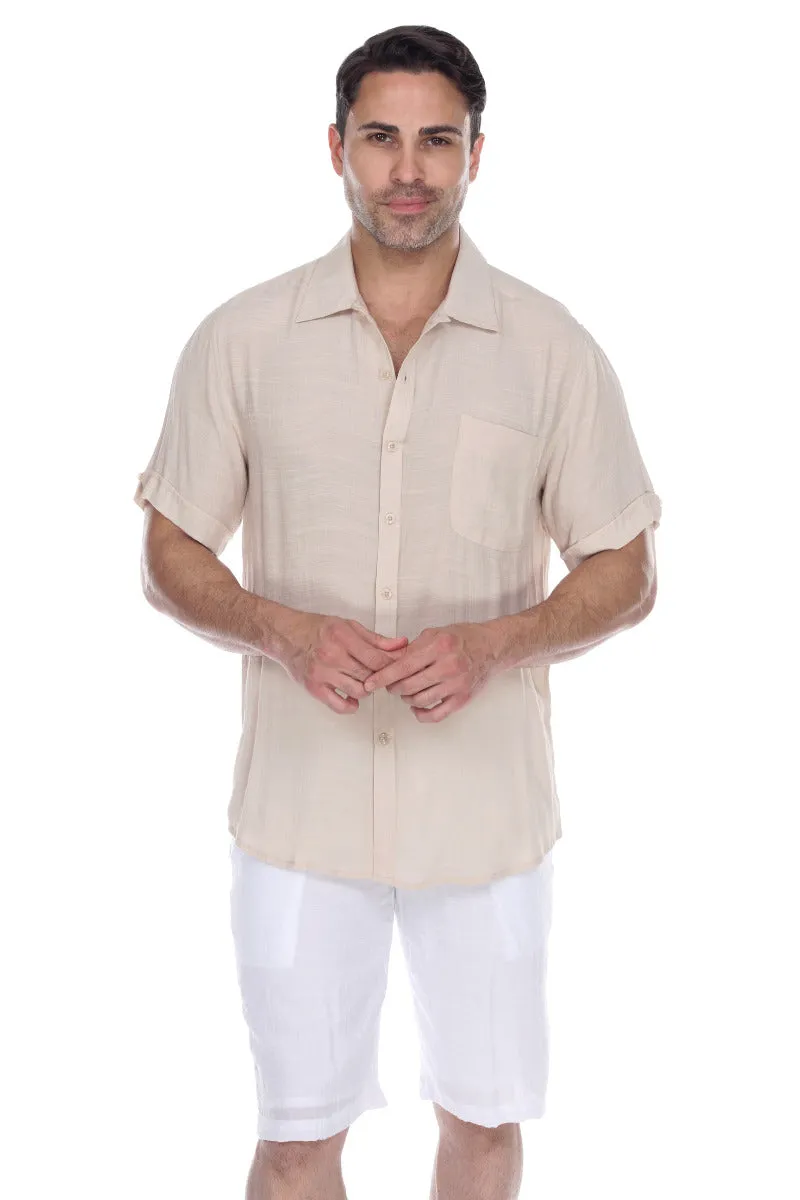 Men's Beach Casual Short Sleeve Button Down Shirt