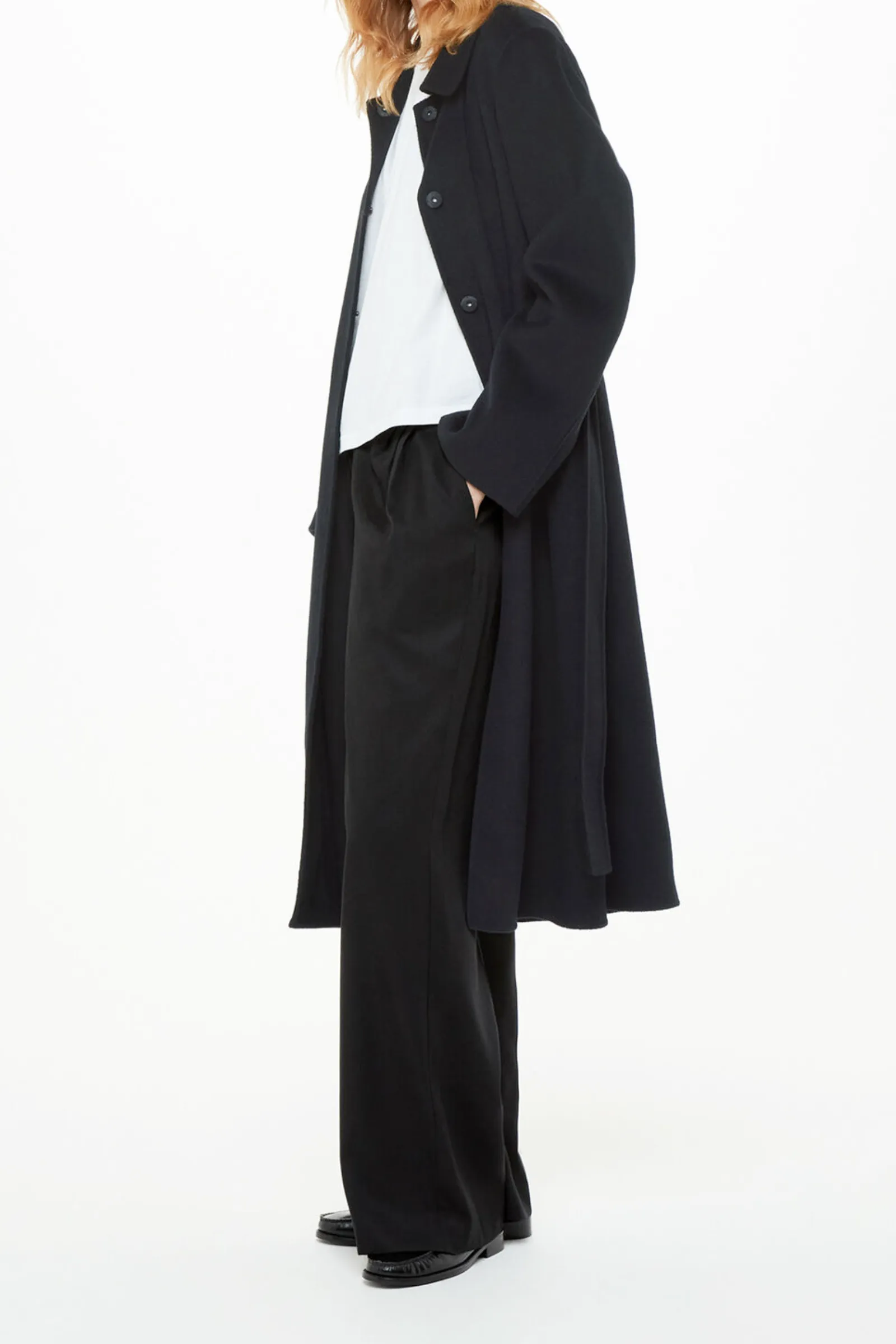 Nell Belted Doubled Faced Coat - Black