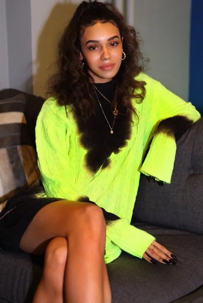 Neon Bleached Turtle Neck Jumper Dress