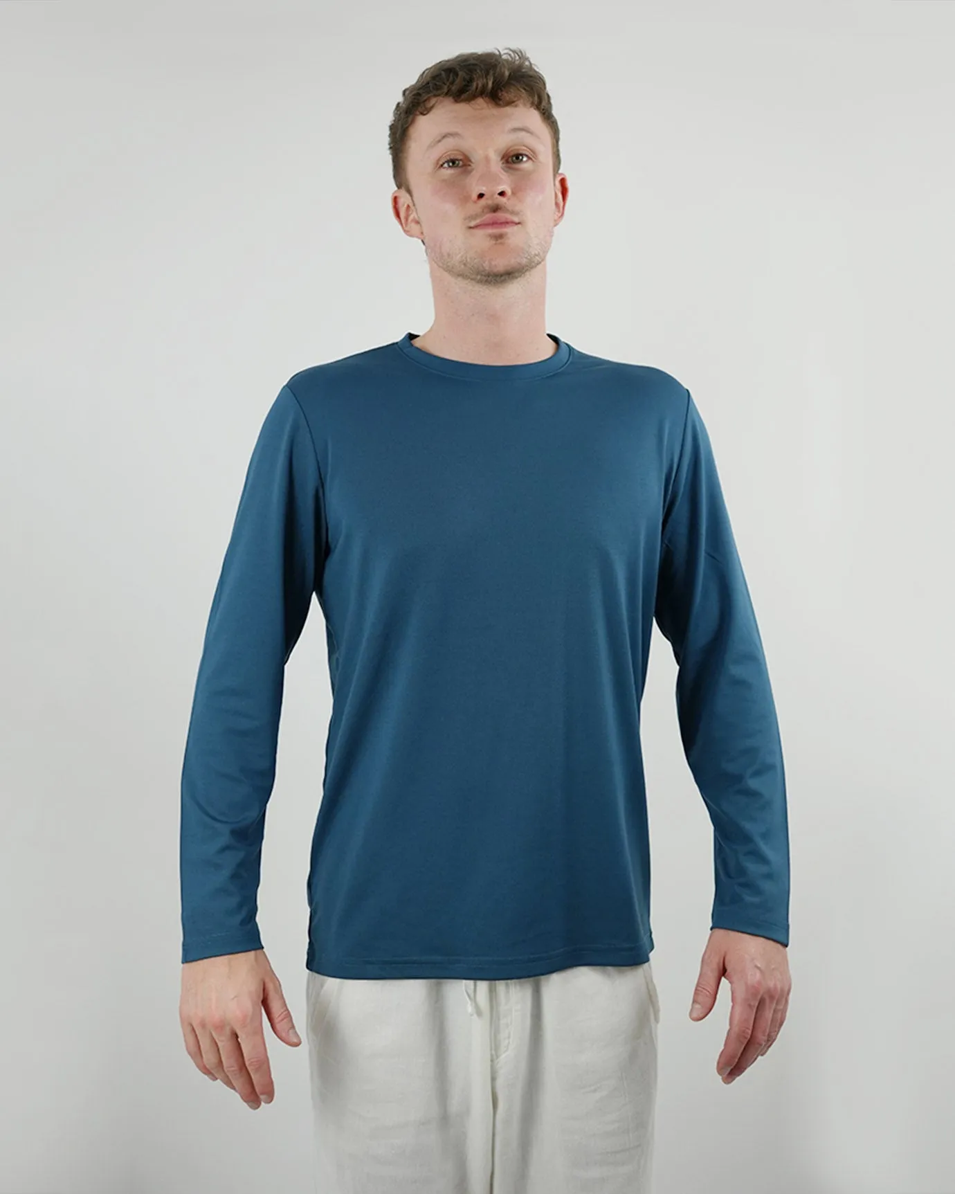 Non Iron Mulberry Silk Long Sleeve t-shirt - Light Blue