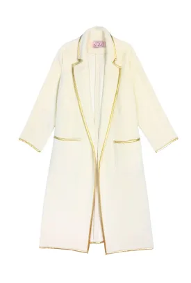 Open Car Coat - Ivory & Gold