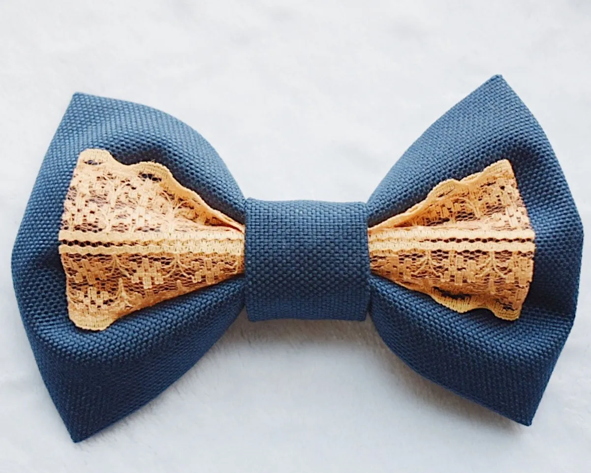 Orange & Navy Blue Hair Bow