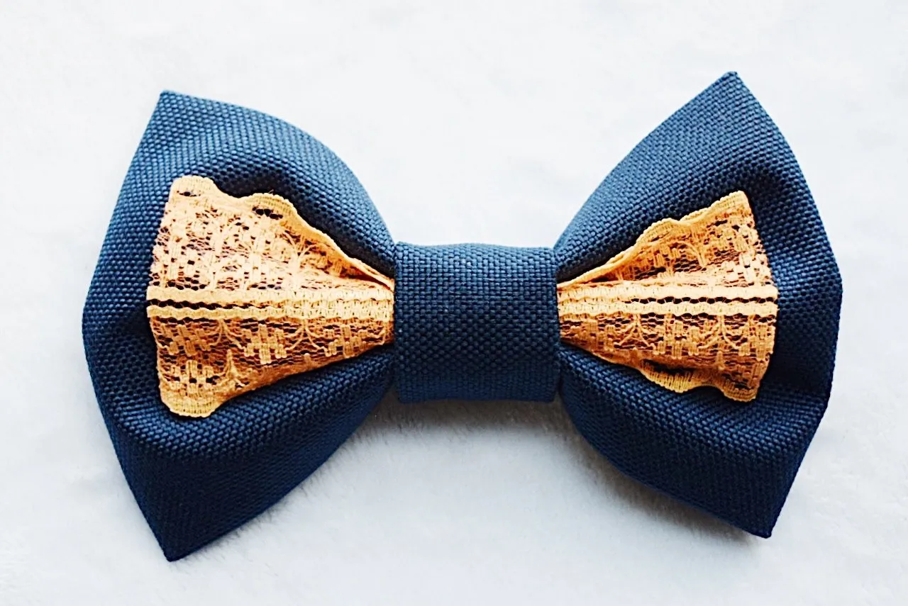 Orange & Navy Blue Hair Bow