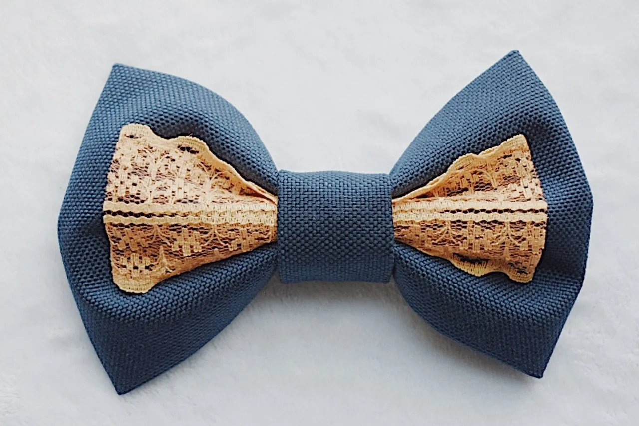 Orange & Navy Blue Hair Bow