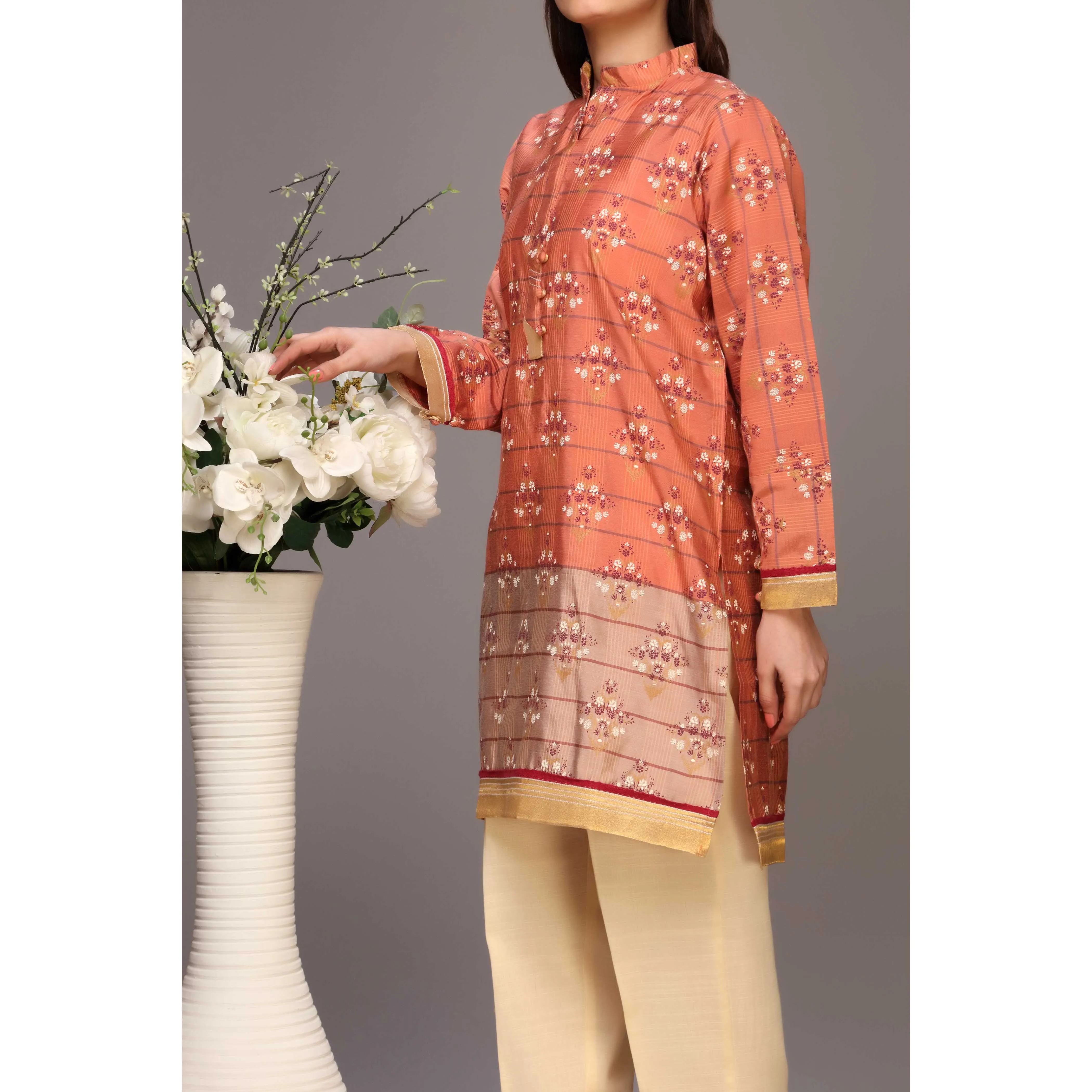 Peach Color Silk Shirt PS2117