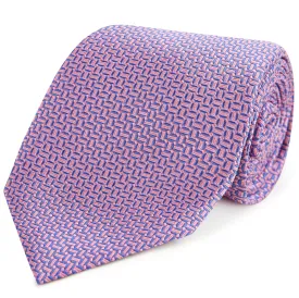 Pink Navy Geometric Woven Silk Tie