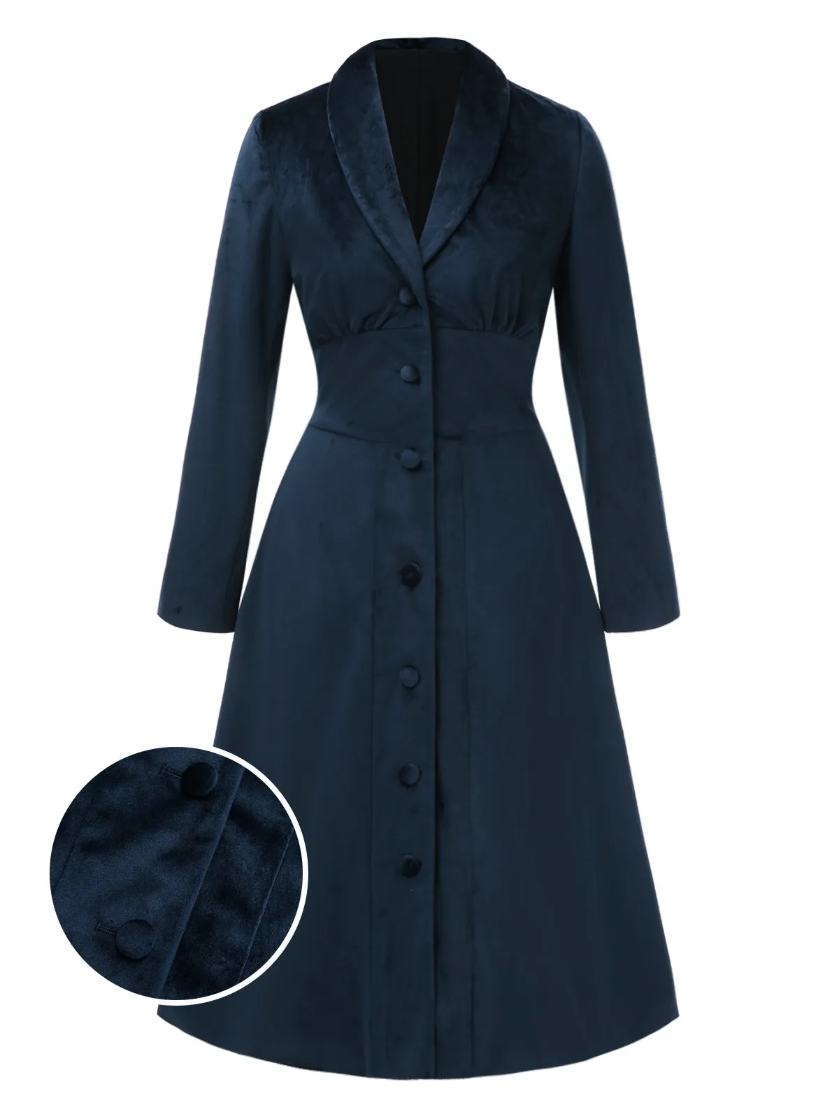 [Pre-Sale] Royal Blue 1950s Lapel Matte Velvet Coat