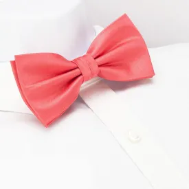 Pre-Tied Plain Coral Silk Bow Tie