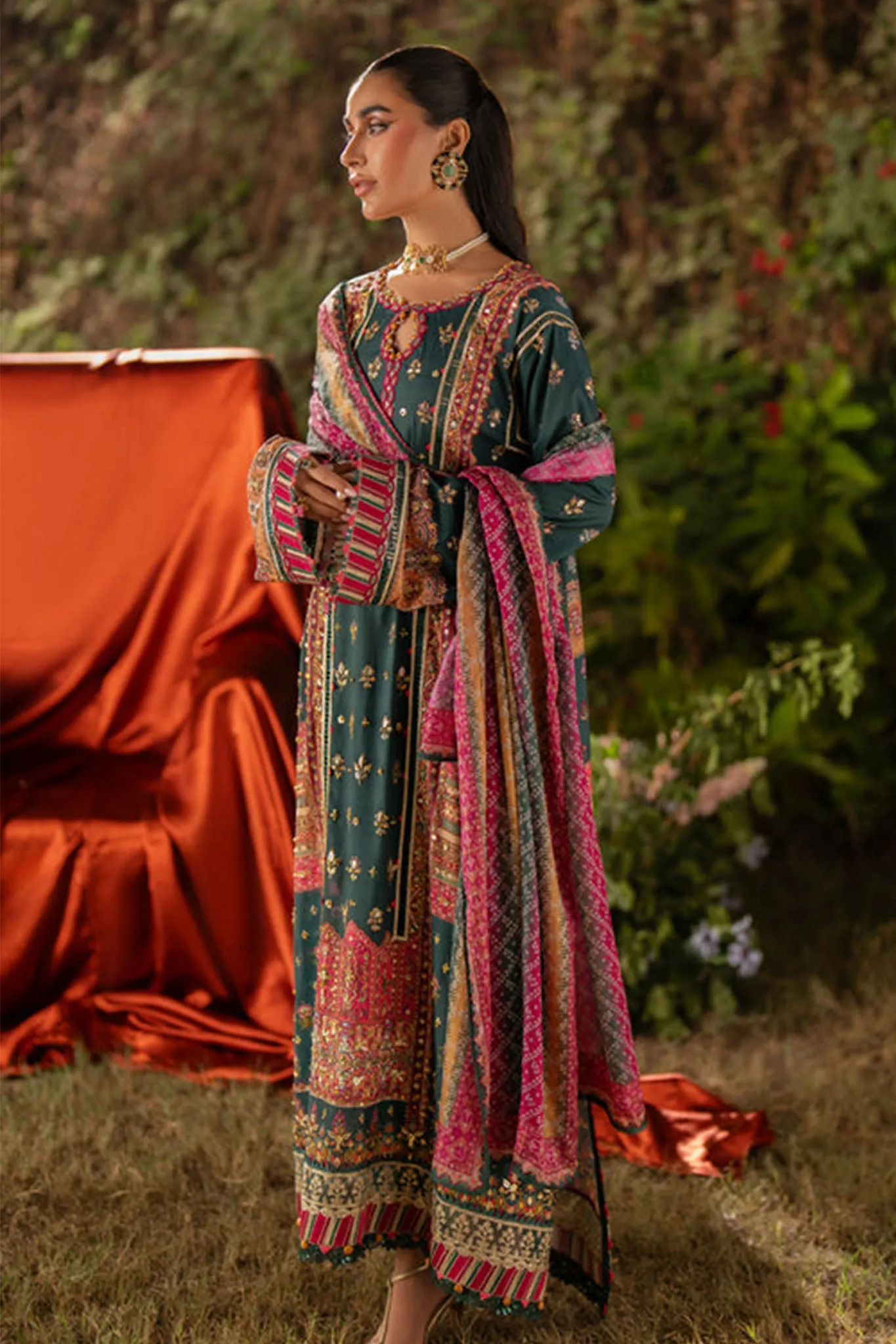 Qalamkar Unstitched 3 Piece Luxe Silk Collection'2024-UA-02-Nina