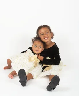 Rare Editions Baby Girls Long Sleeves Velvet and Soutache Social Dress - Gold