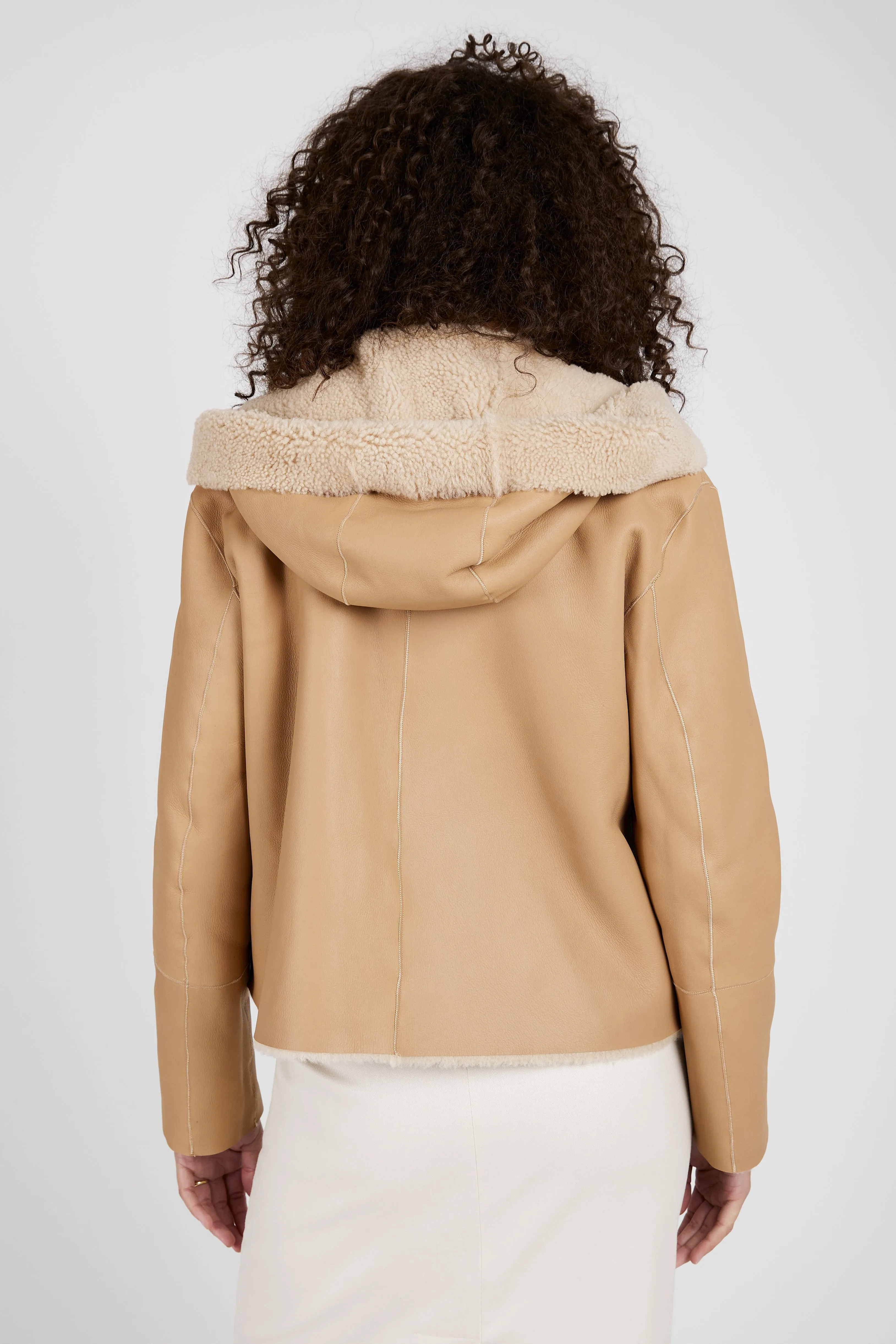 Reversible Shearling Waist Coat in Mandorla