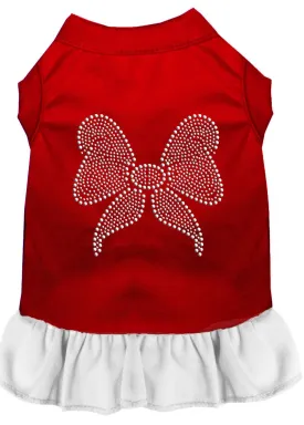 Rhinestone Bow Dress Red With White Med (12)