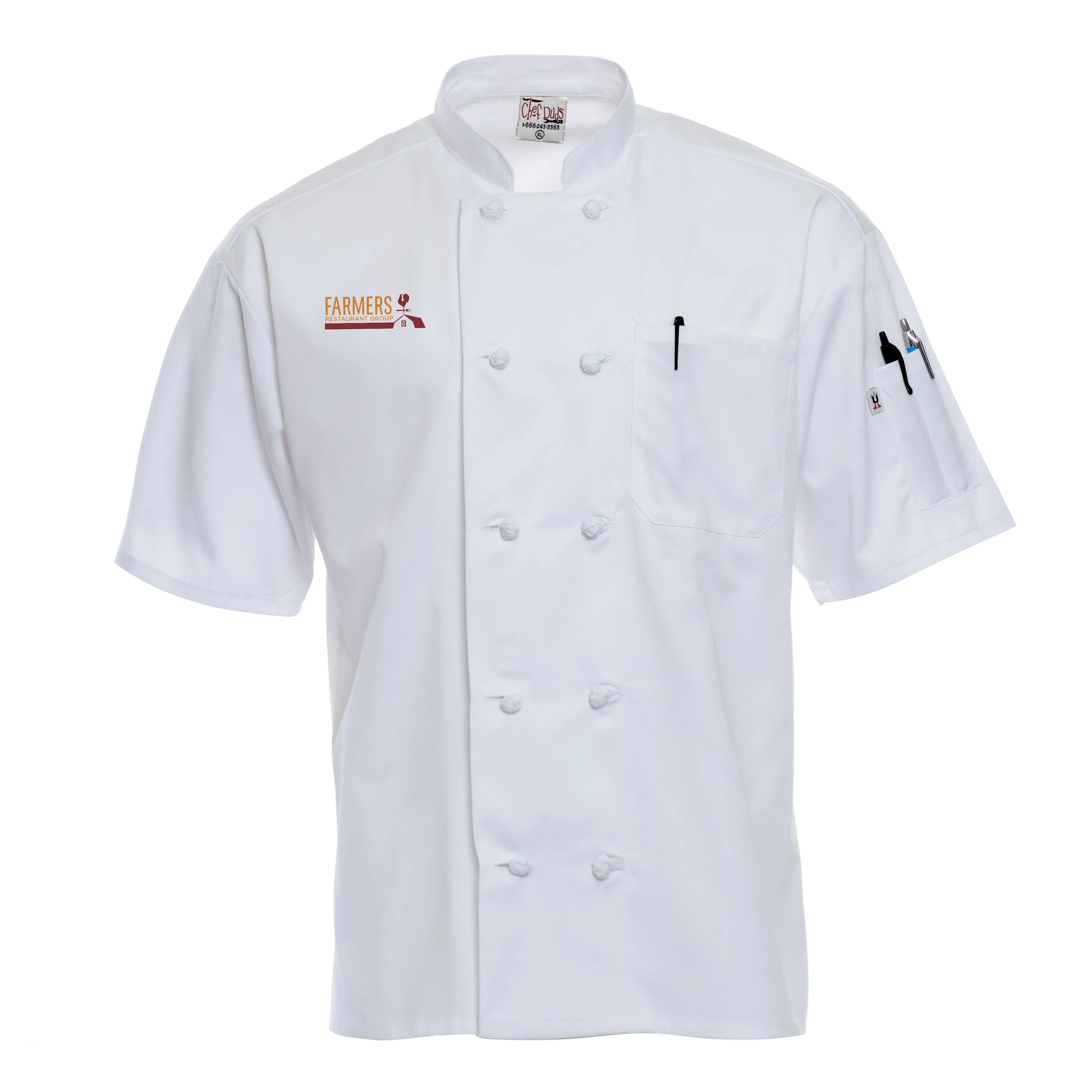 Short Sleeve Knot Button Chef Coat