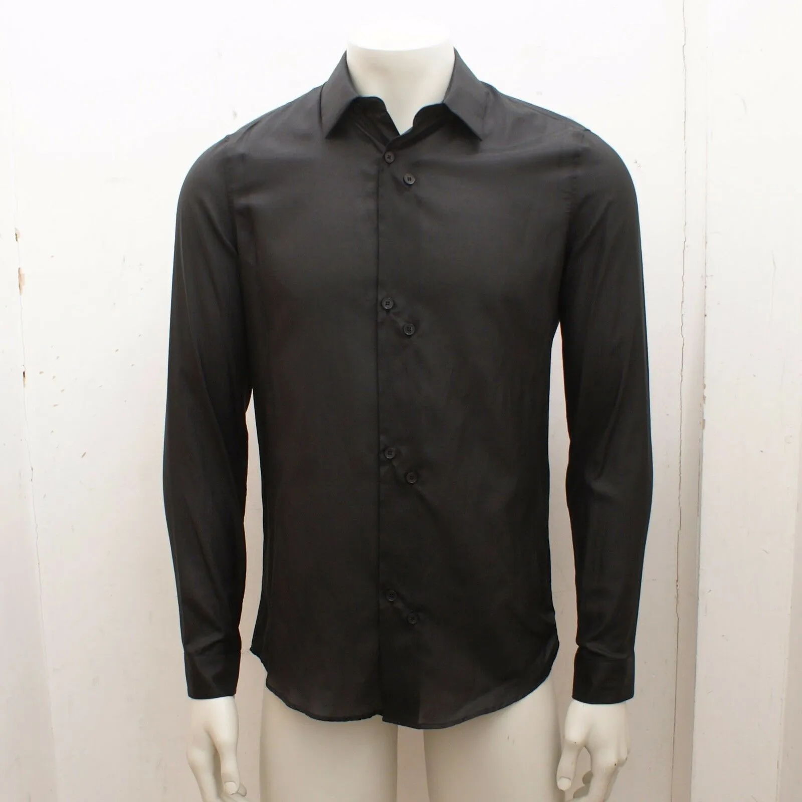 Silk & Cotton Black Dual Button Shirt