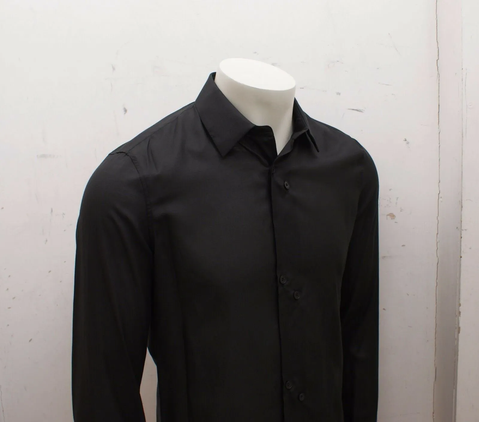 Silk & Cotton Black Dual Button Shirt