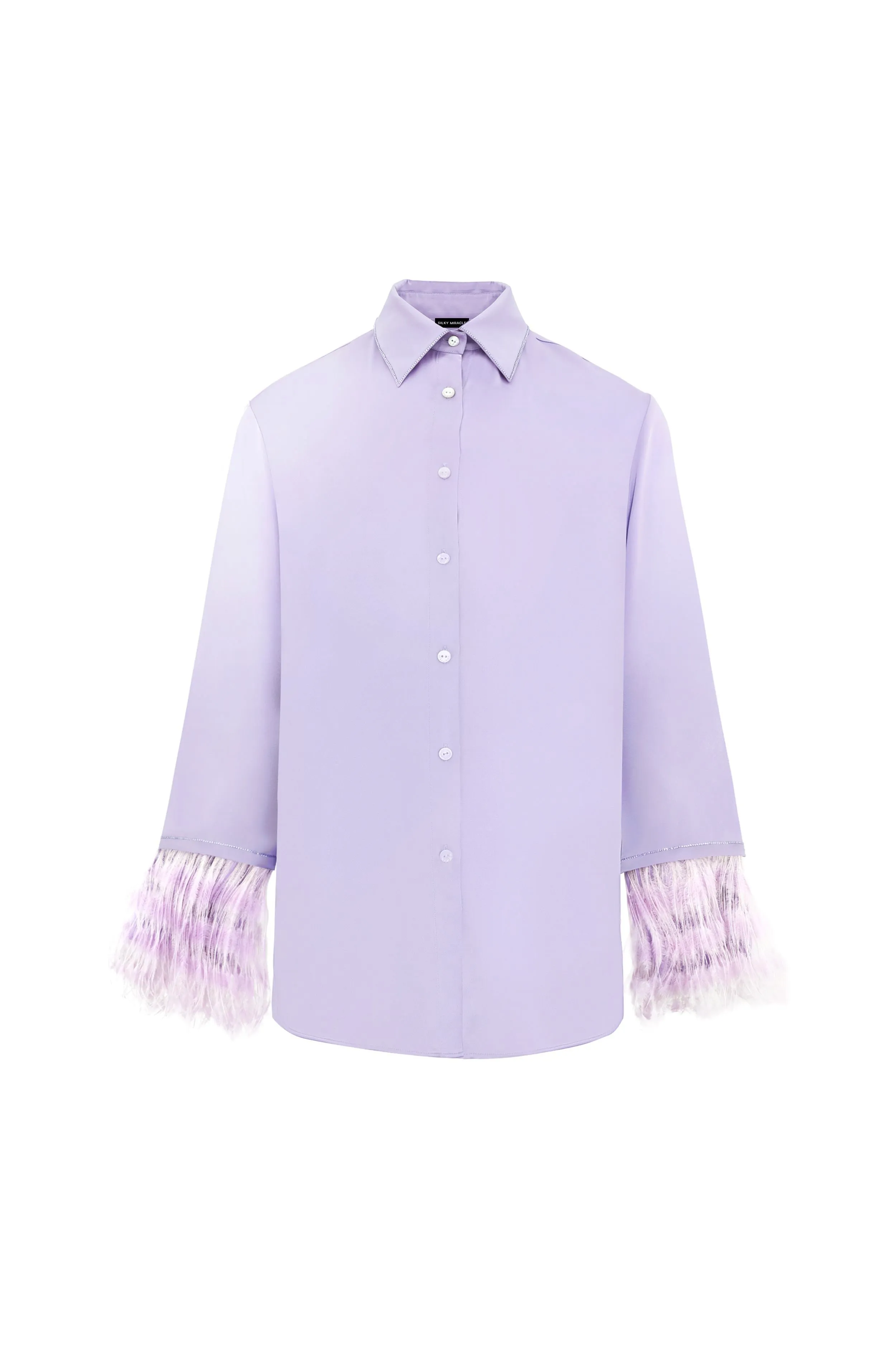 Silk Crystal Feather Lilac Shirt