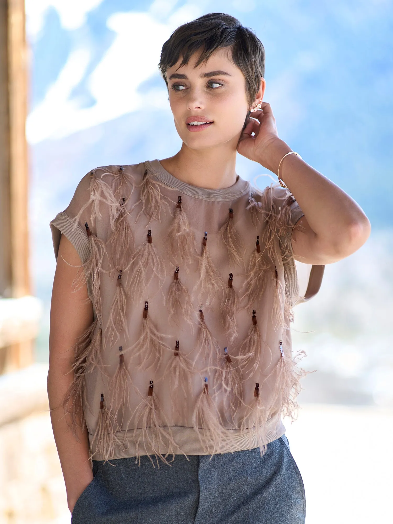 Silk Feather Blouse