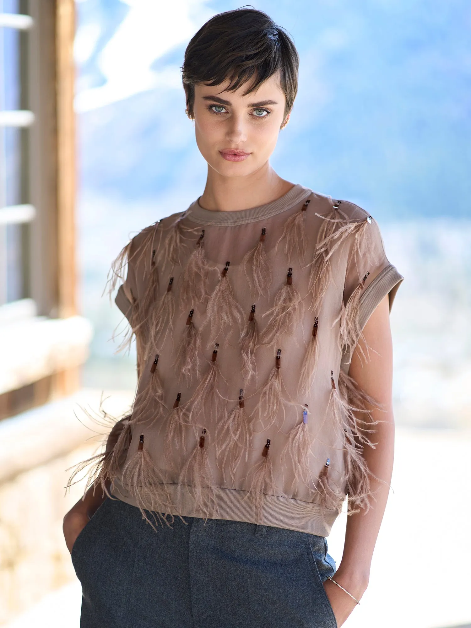 Silk Feather Blouse