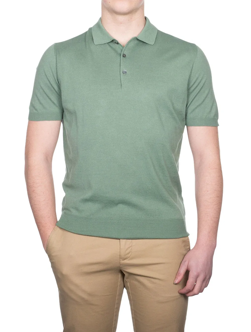 Silk Mix Polo Green