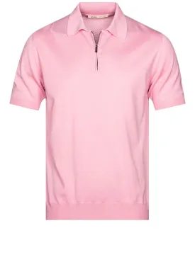 Silk Zip Polo Knitwear Pink