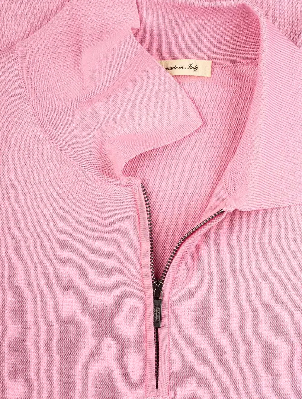 Silk Zip Polo Knitwear Pink