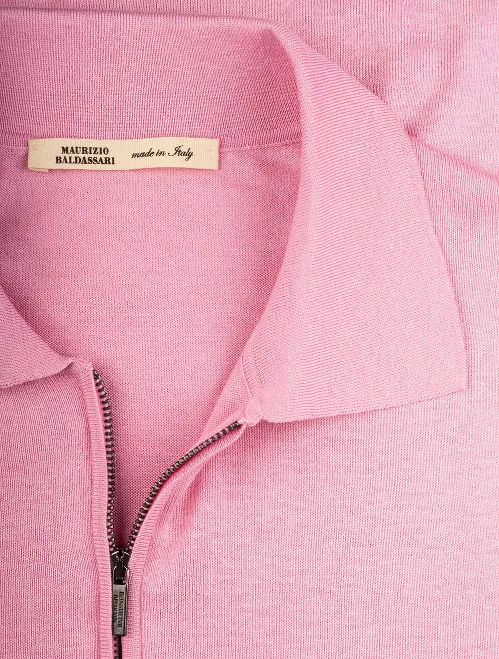 Silk Zip Polo Knitwear Pink