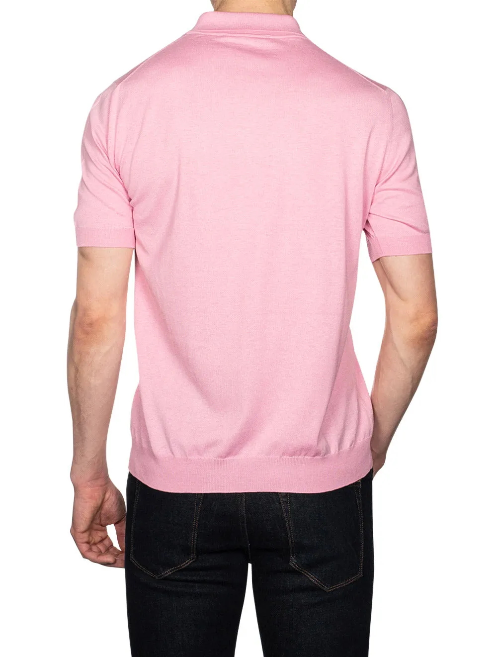 Silk Zip Polo Knitwear Pink