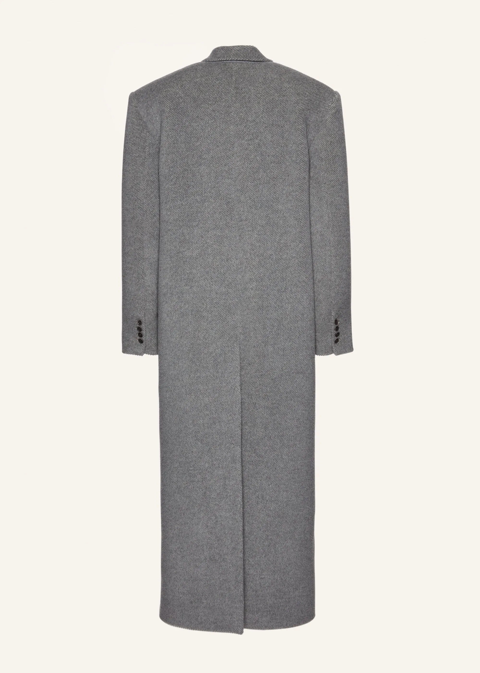 Single-breasted long wool coat in grey