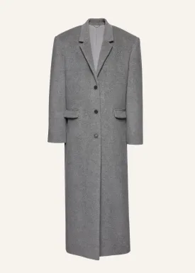 Single-breasted long wool coat in grey