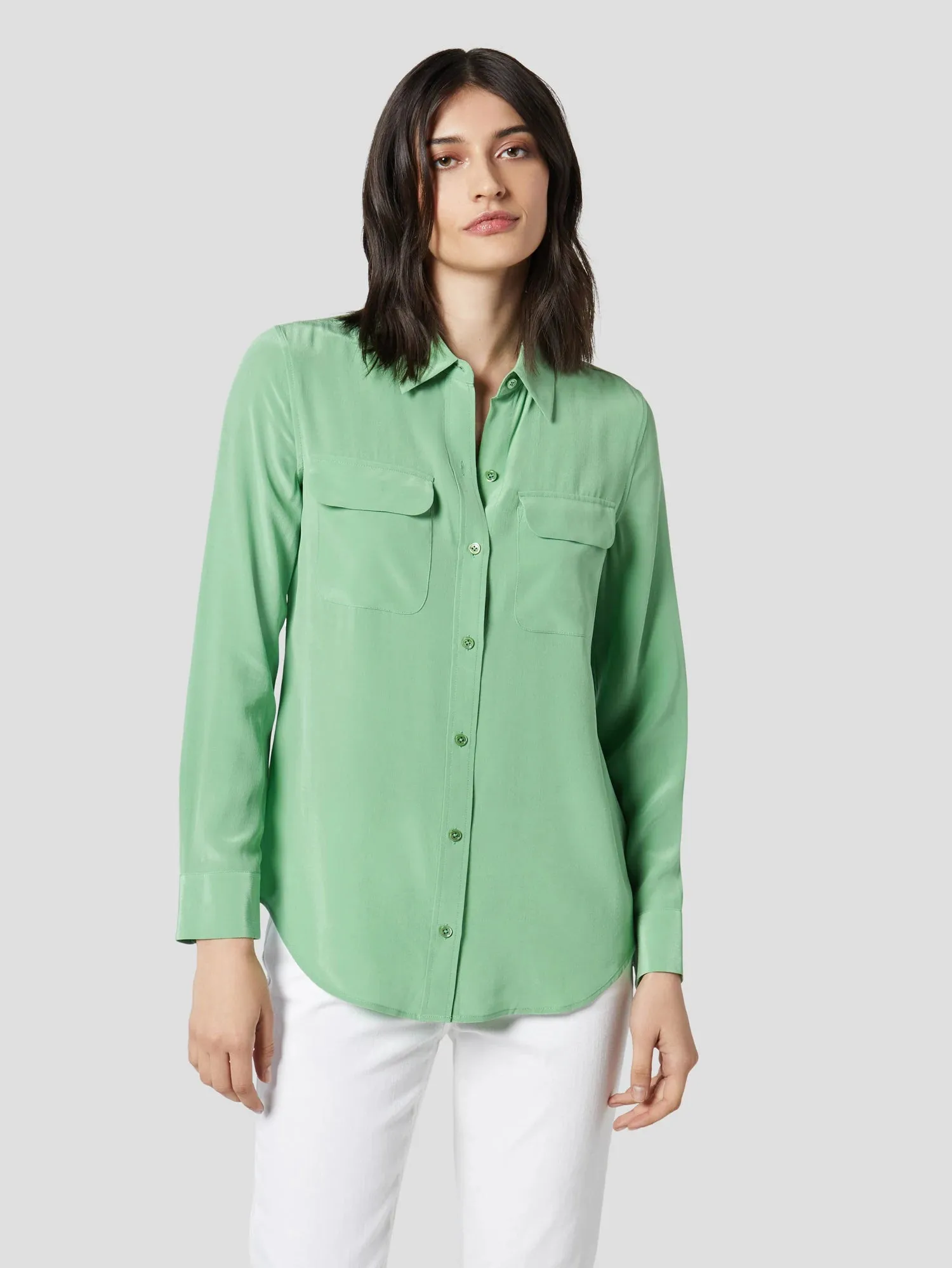 Slim Signature Silk Shirt - Peppermint