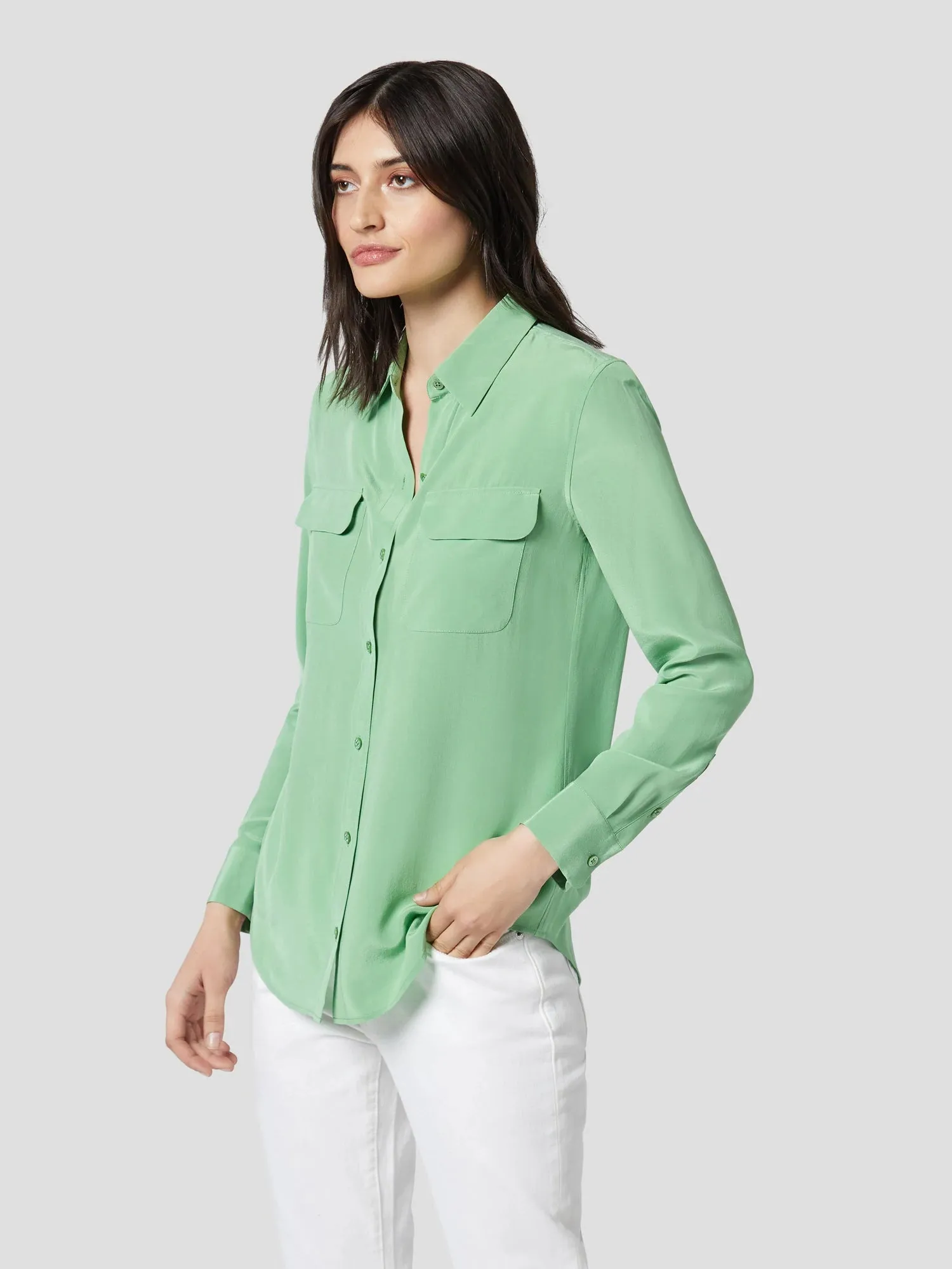 Slim Signature Silk Shirt - Peppermint