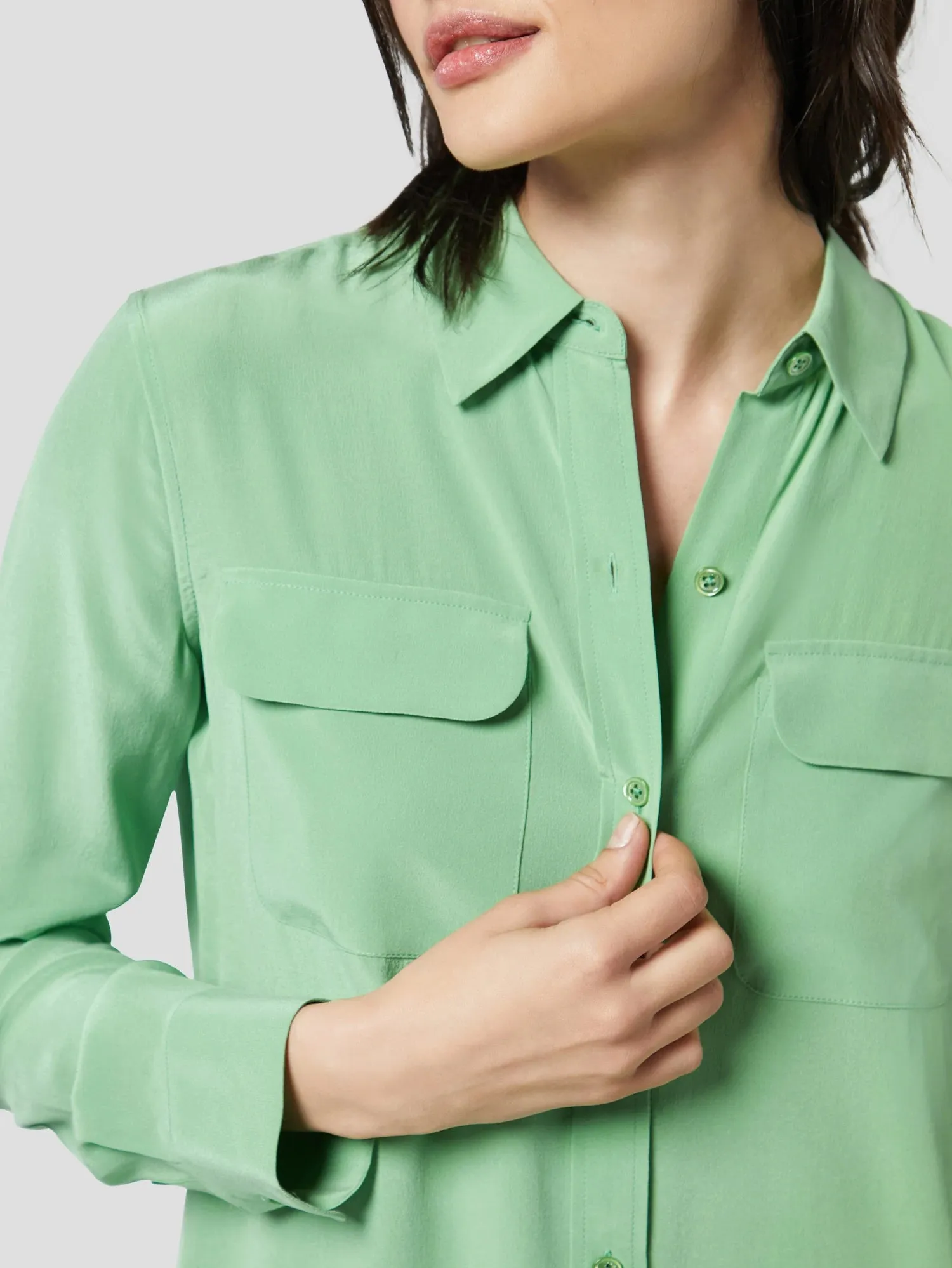 Slim Signature Silk Shirt - Peppermint