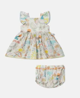 Stella McCartney Kids Summer Doodles Print Dress and Bloomers Set