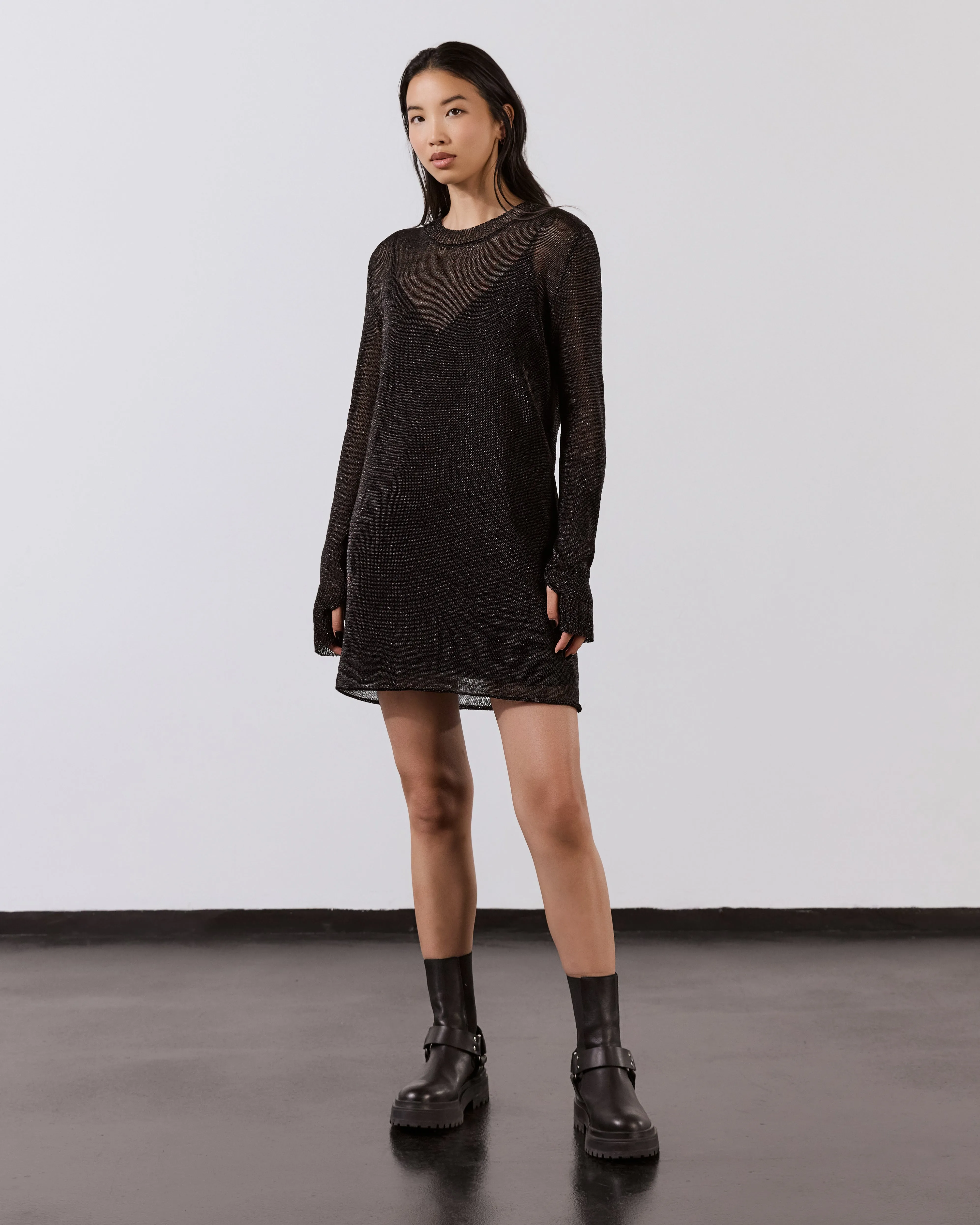 The Black Metallic Knit Dress