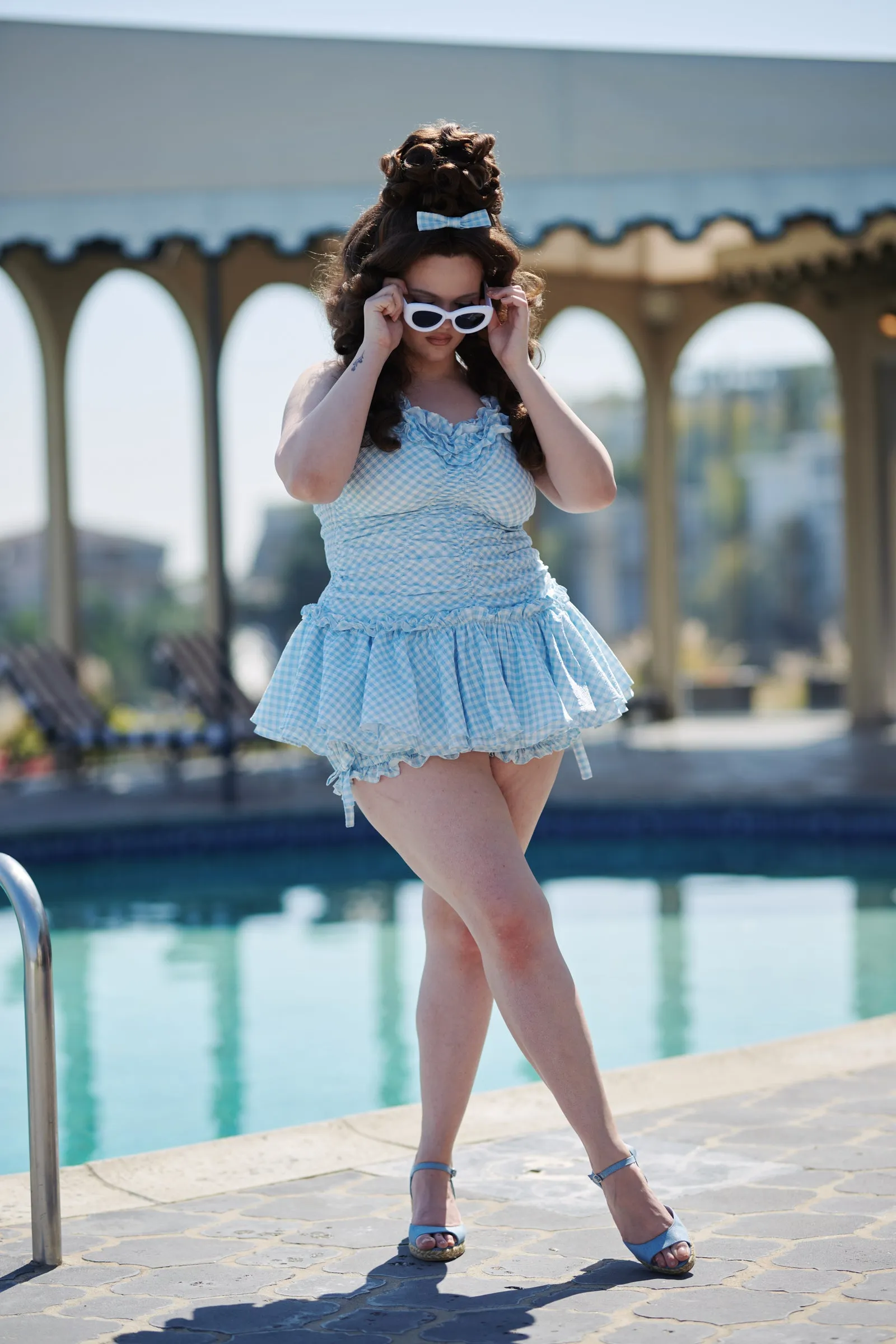 The Blue Gingham Swim Baby Bloomers