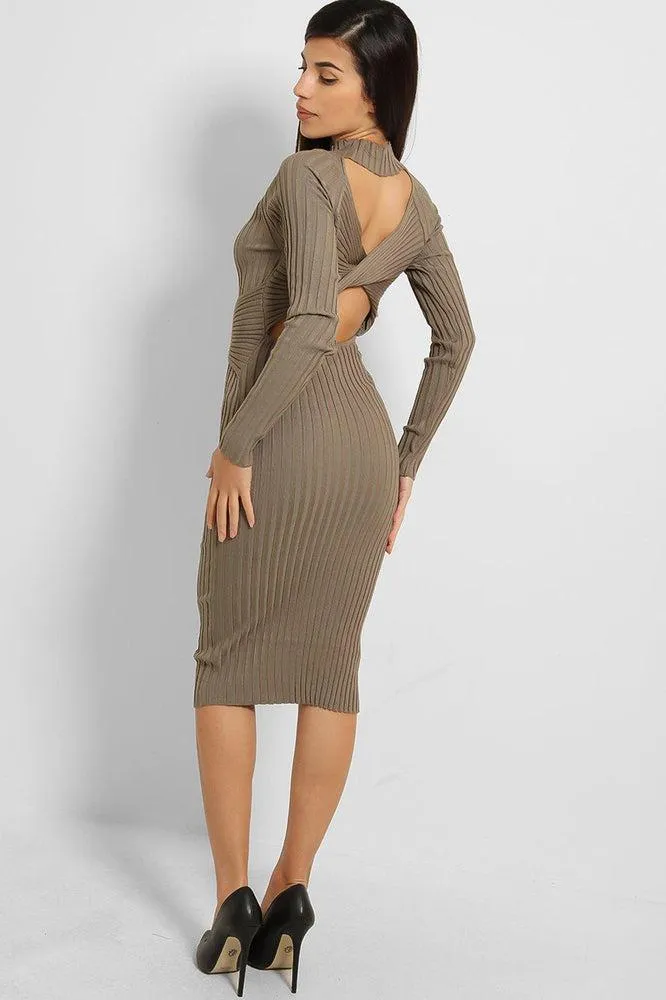 Twisted Open Back Knitted Midi Dress