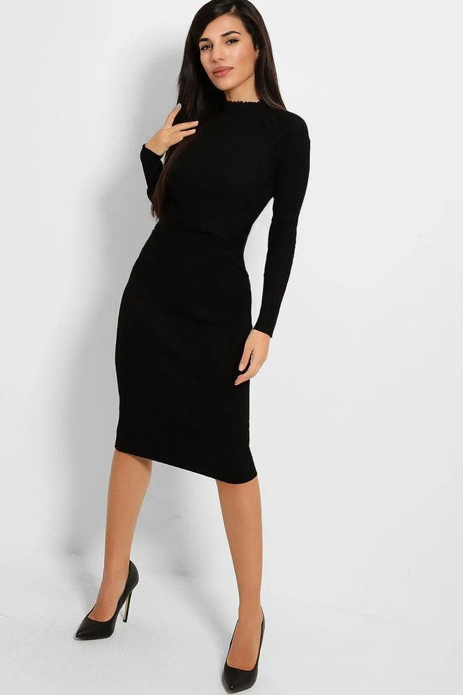 Twisted Open Back Knitted Midi Dress