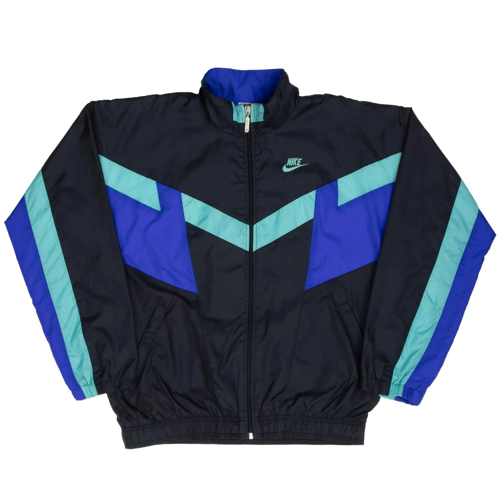 VINTAGE NIKE SWOOSH NEON & BLACK WINDBREAKER JACKET LATE 1980S SIZE XLB