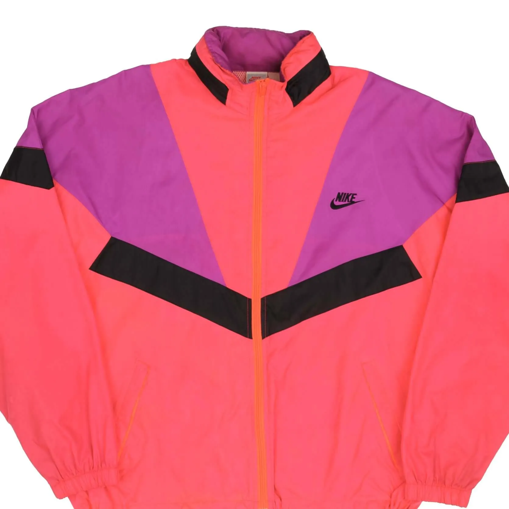 VINTAGE NIKE SWOOSH NEON WINDBREAKER JACKET 1980S SIZE MEDIUM