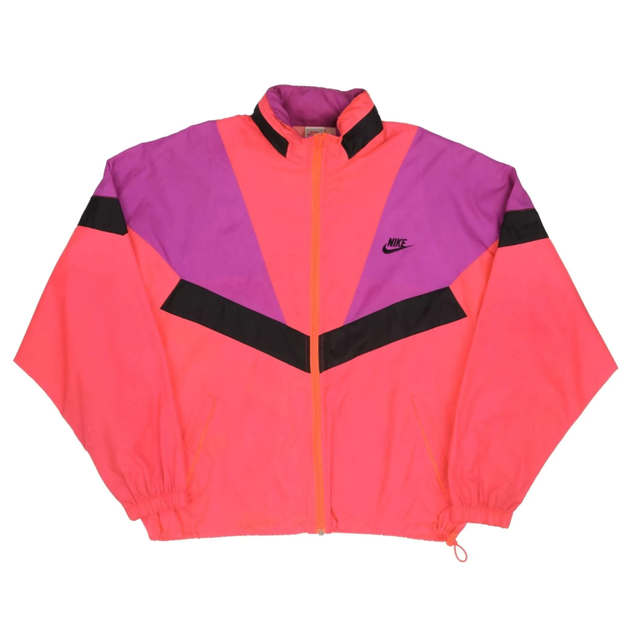 VINTAGE NIKE SWOOSH NEON WINDBREAKER JACKET 1980S SIZE MEDIUM