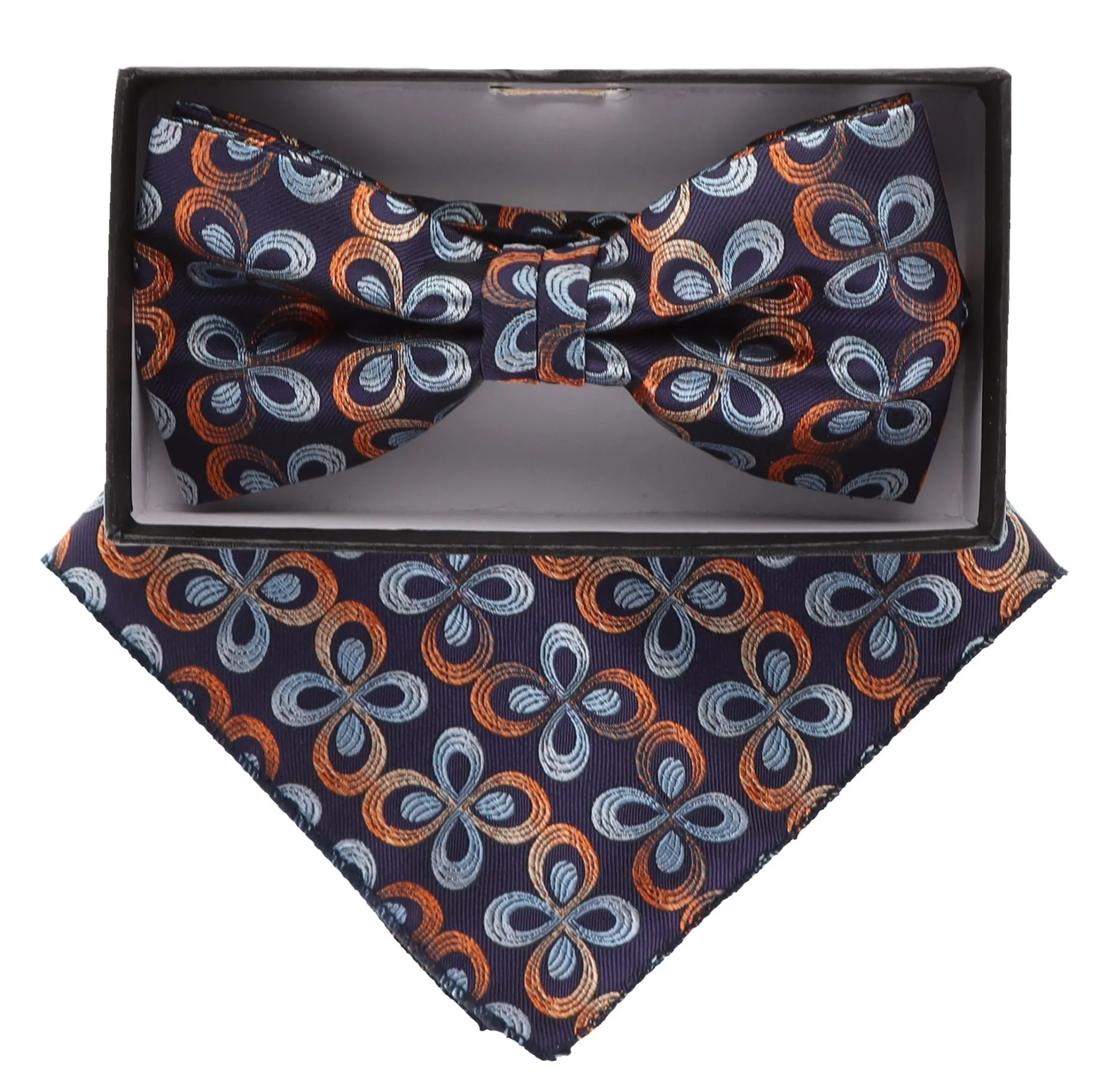 Vittorio Farina Men's Floral Design Satin Bow Tie & Pocket Square in Gift Box