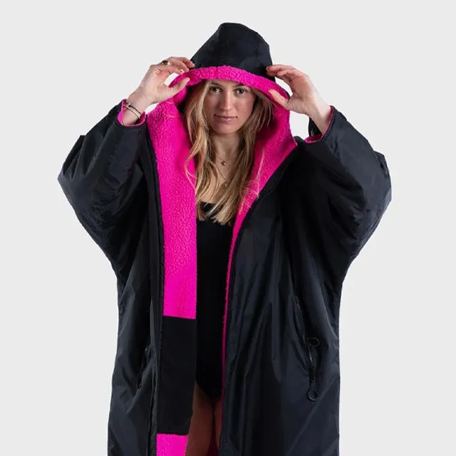 Warm Waterproof Swim Parka Oversized Hooded Robe Sherpa Liner Swimming Coat Dry Robe Surf One Size Poncho